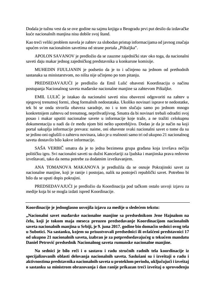 Page 10 of Podsetnik sa sednice koordinacije Nacionalnih saveta nacionalnih manjina