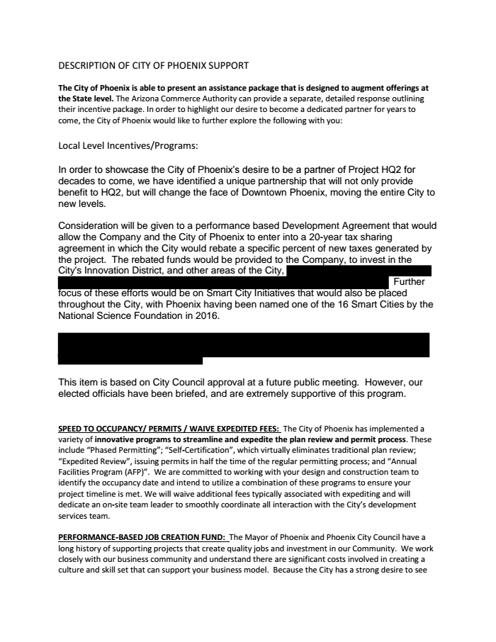 Page 1 of Amazon Pitch: Local Level Incentives - Redacted