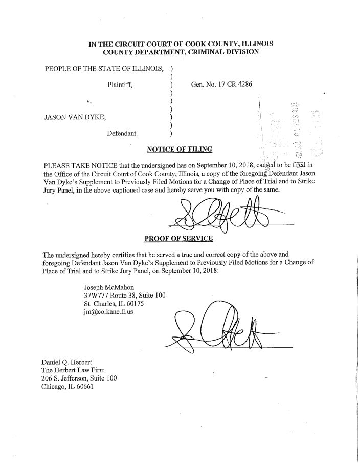 Page 1 of Motion to move Van Dyke trial