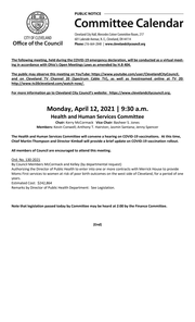 HHS Committee Meeting Notice for 4-12-2021