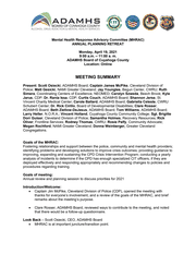 ADAMHS Board MHRAC Annual Retreat Summary April 2021