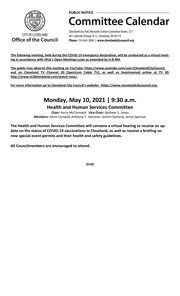 HHS Committee Meeting Notice for 5-10-2021