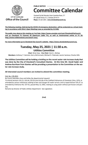 Utilities Committee Meeting Notice for 5-25-2021