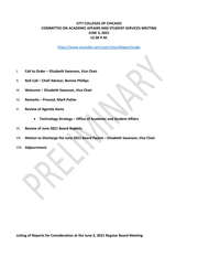 Agenda, Committee on Academic and Student Affairs