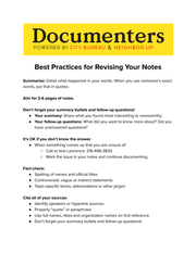 Cleveland Documenters Best Practices for Revising Your Notes and Style Guide