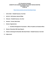 Academic Affairs And Student Services Agenda