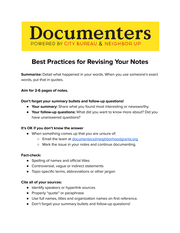 Cleveland Documenter's Best Practices for revising your notes and Style Guide