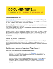 Cleveland City Council Guide to Public Comment