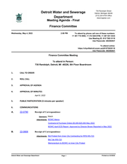 DWSD Finance Committee Agenda 5/4/22