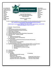 Agenda to the Detroit Board of Police Commissioners meeting on 5/5/2022