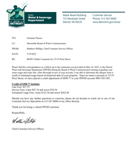 Item 22-0821, Customer Service Committee: Customer Service Letter