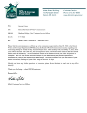 Item 22-0822, Customer Service Committee: Customer Service Letter