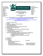 Agenda for the Detroit Board of Police Commissioners meeting on 6/2/2022