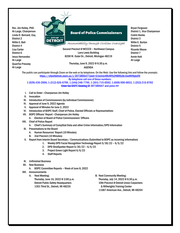Detroit Board of Police Commissioners meeting agenda 6/9/2022