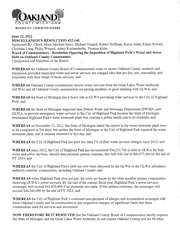 Communication: “Resolution Opposing the Imposition of Highland Park’s Water and Sewer Debt on Oakland County Communities”