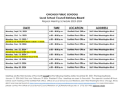 Local School Council (LSC) Advisory Board 2023-2024 meeting calendar