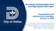 DOWNTOWN TRANSPORTATION HUB AND HIGH-SPEED RAIL VISION Presentation