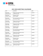 2024 meeting schedule