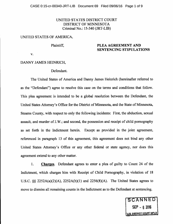 Page 1 of Danny-Heinrich-Plea-Agreement