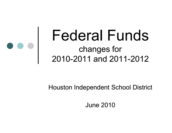 Page 1 of HISD federal funds