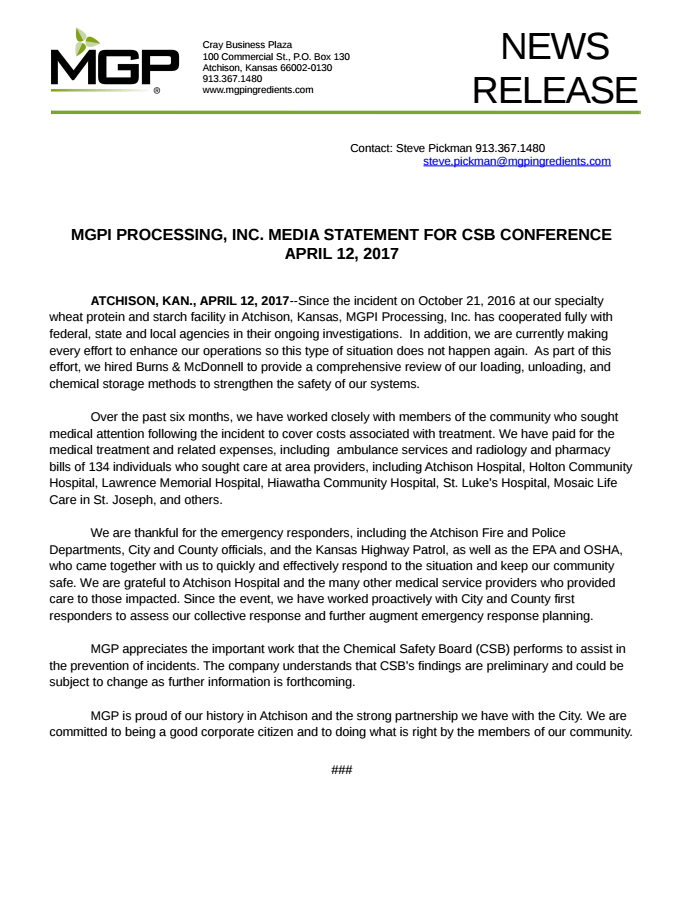 Page 1 of MGP Media Statement for CSB News Conference 4 12 17