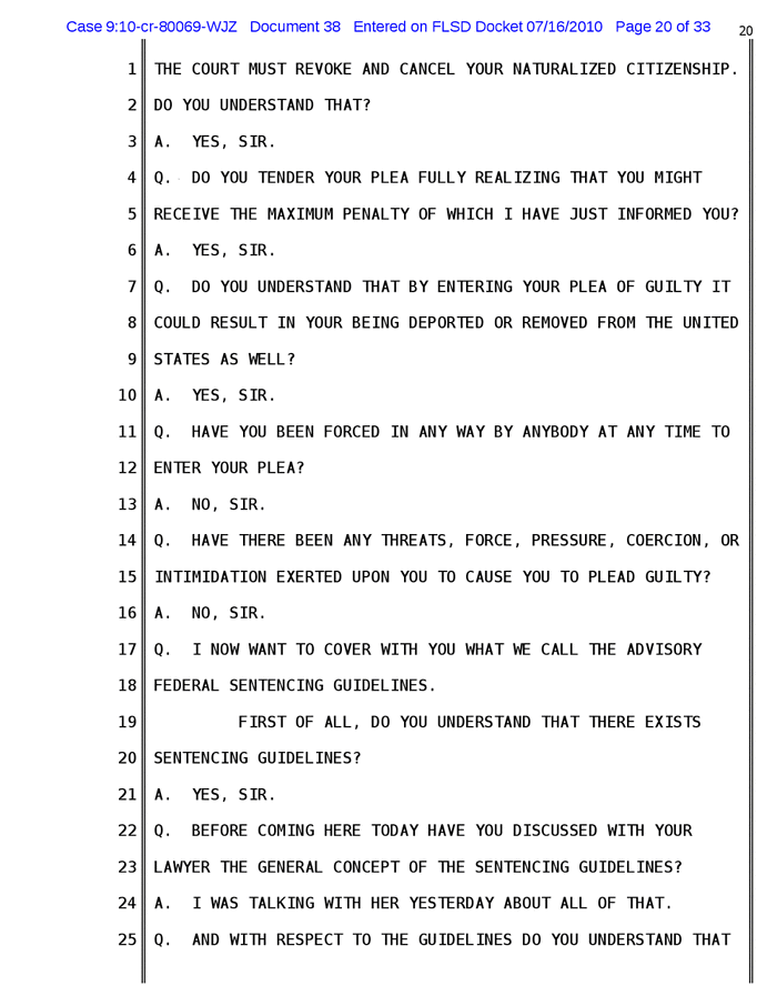 Page 20 of Gilberto Jordan, Testimony, July 7, 2010