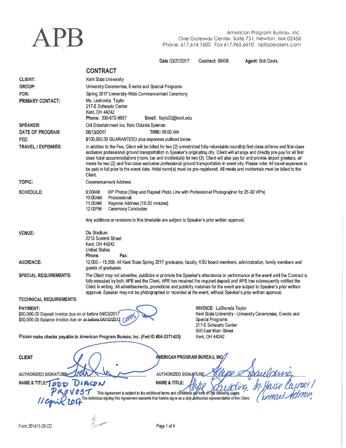 Page 1 of Spencer Contract