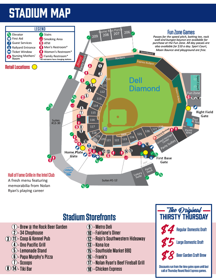 Page 1 of 2018 Dell Diamond Stadium Map
