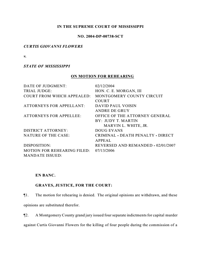 Page 1 of Curtis Flowers Trial 3 Supreme Court Decision