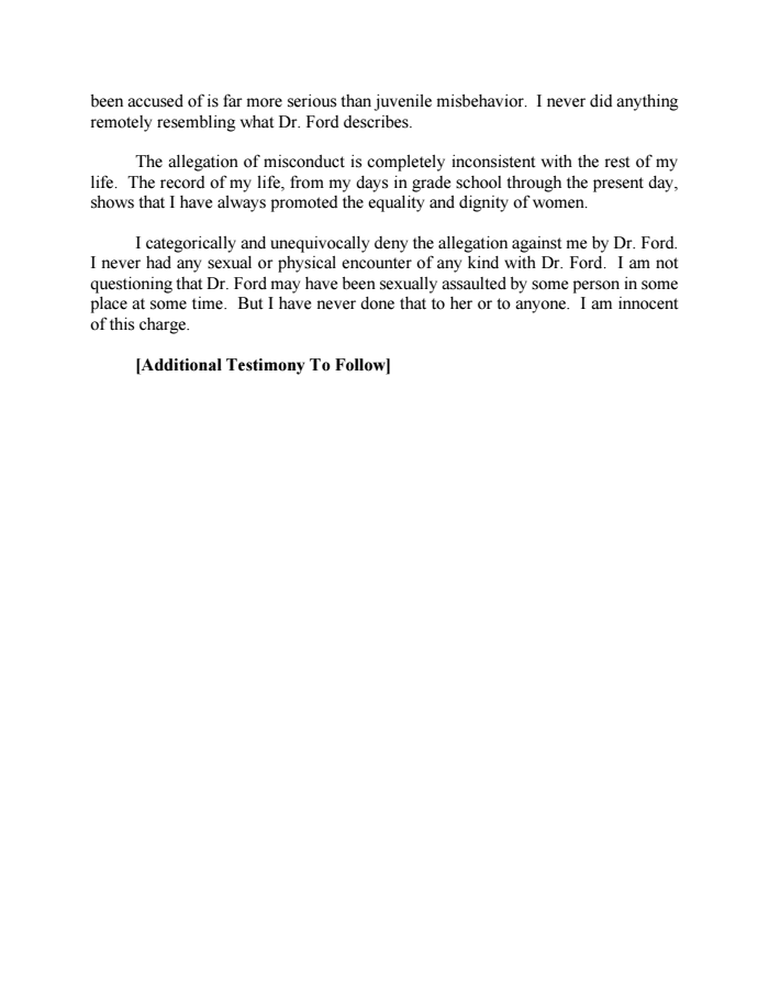 Page 2 of Supreme Court nominee Brett Kavanaugh's prepared opening statement