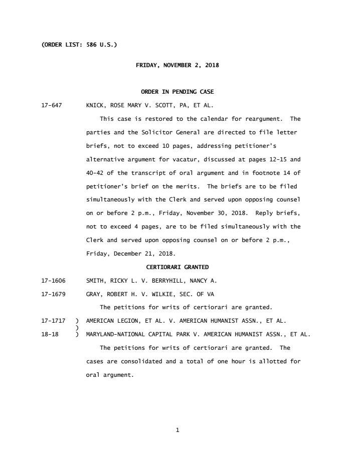 Page 1 of 2018.11.02 - Order Granting Cert - SCOTUS