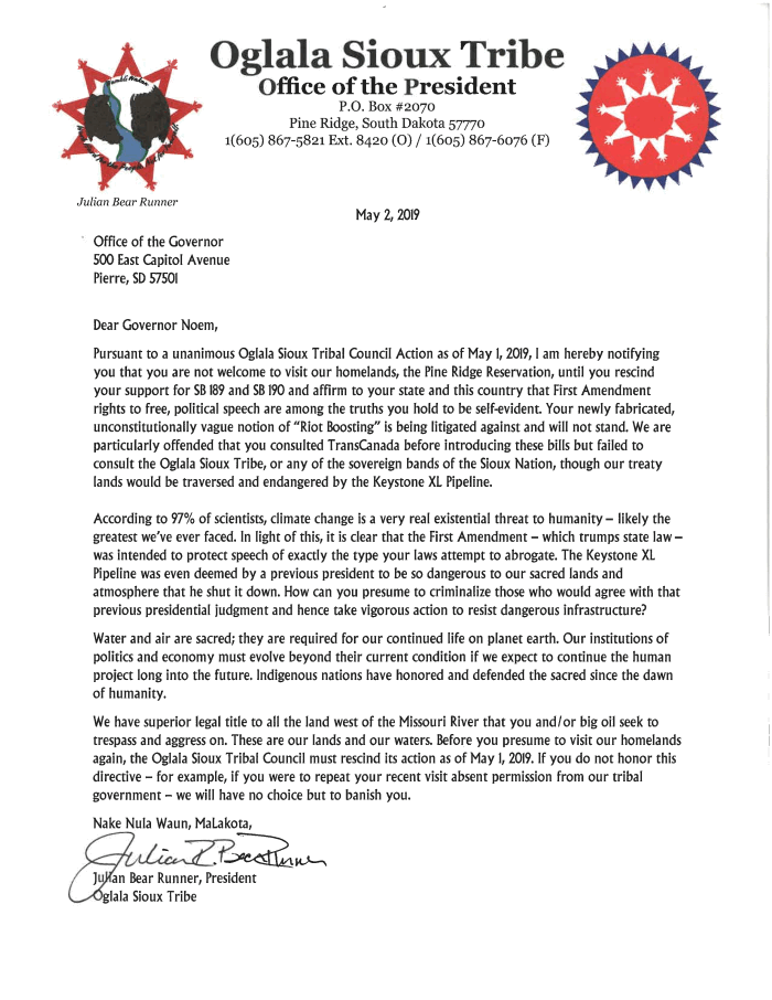 Page 1 of Noem Disallow Letter