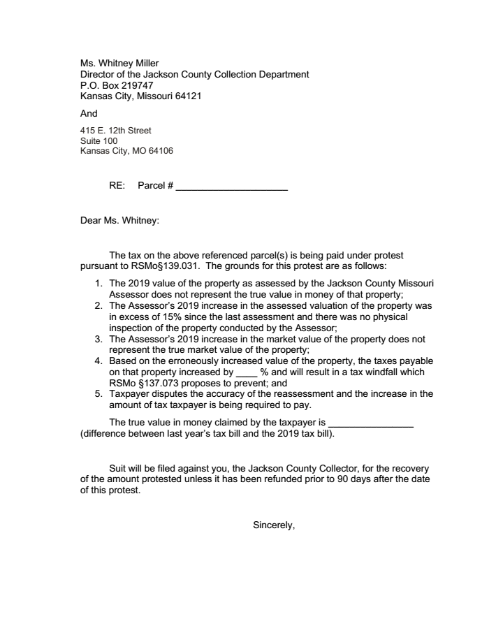Page 1 of Protest Letter Template