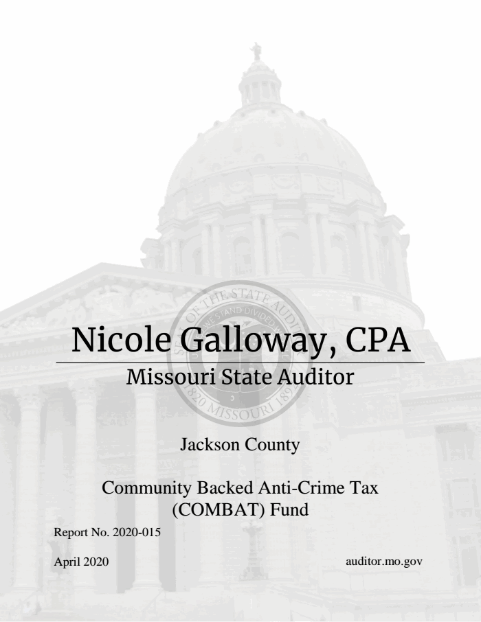 Page 1 of MO State Auditor - Jackson Co. COMBAT audit