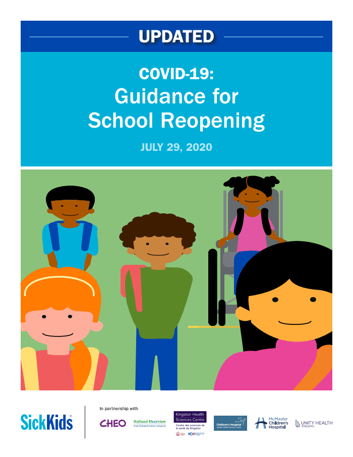 Page 1 of COVID19 Recommendations for School Reopening SickKids