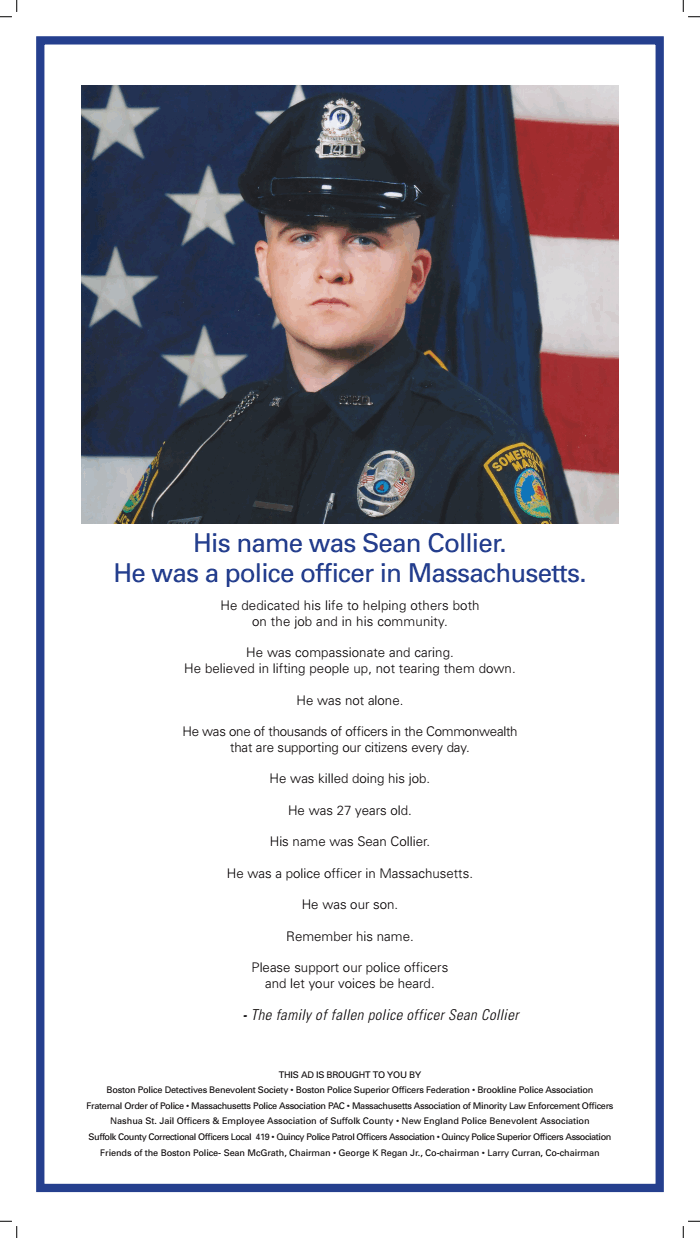 Page 1 of Sean Collier Family Ad